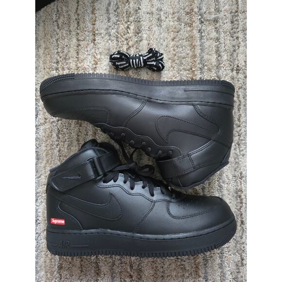 Nike Supreme Air Force 1 Mid Black Mini Box Logo Sneakers Men’s 11 NWT DS OG main image 4